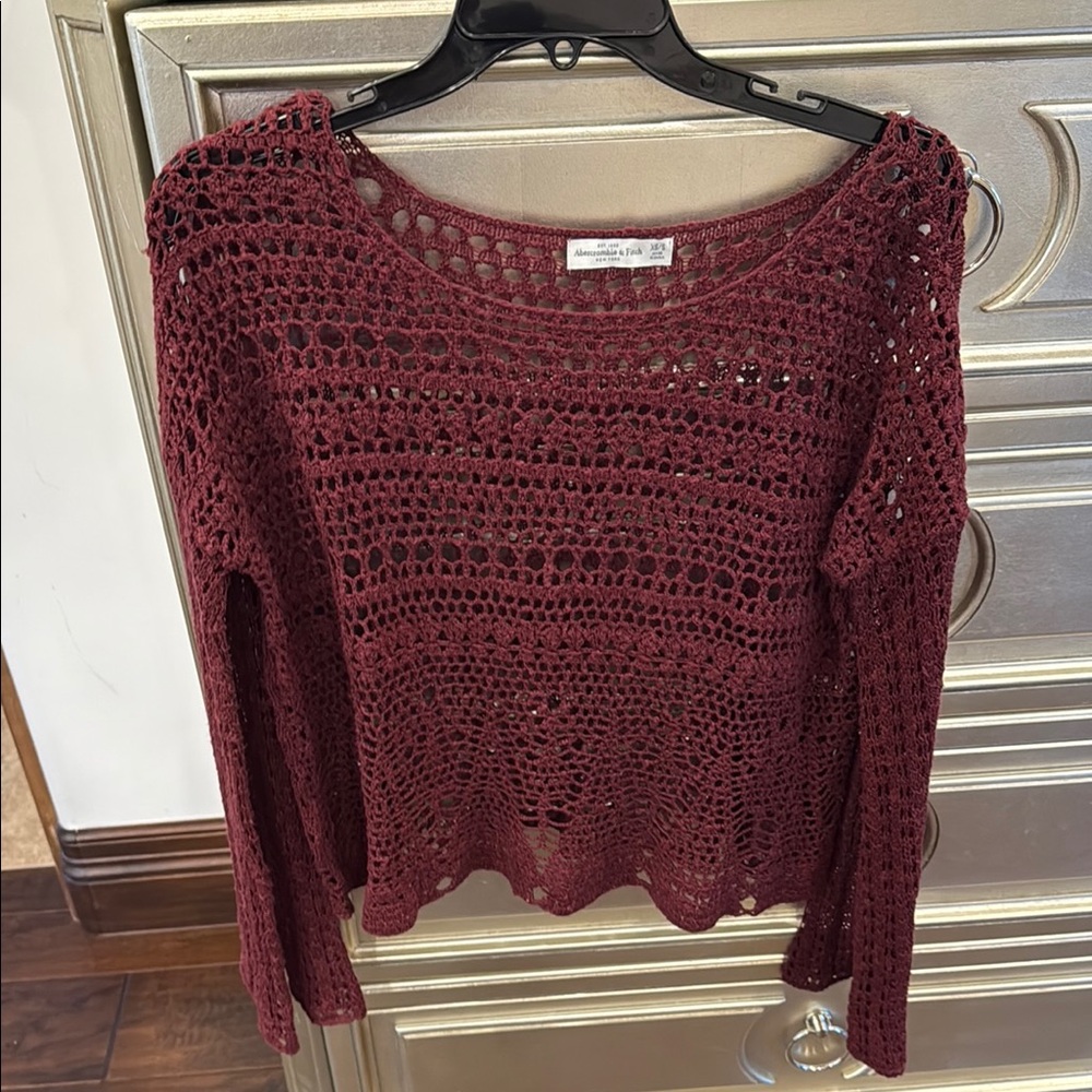 Abercrombie & Fitch Maroon Crochet Sweater